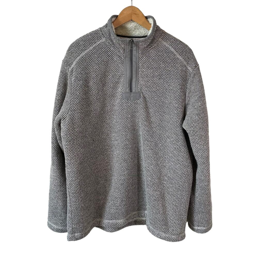 ORVIS Men's Sherpa Fleece Lined Quarter Sweater Gray Size Large Outdoor Gorpcore